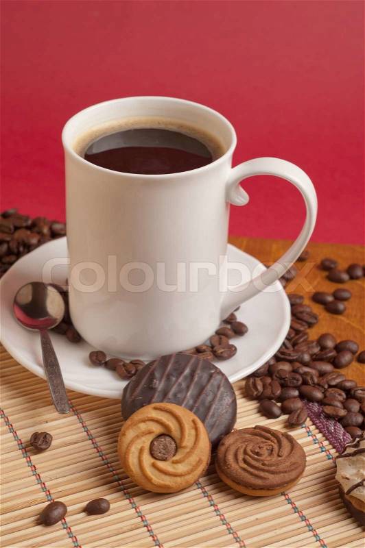 Cup of coffee and cookies , stock photo