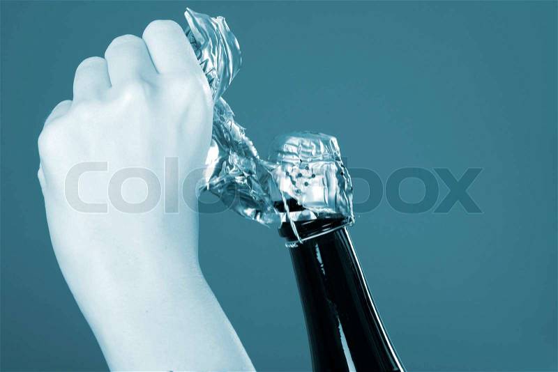 Opening champagne bottle, stock photo