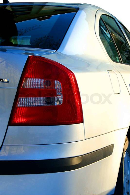 Modern Sport car - Backside with big red traffic light, stock photo