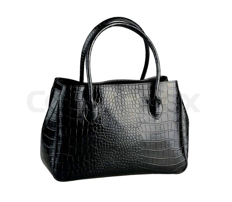 Lady handbag made of crocodile genuine leather isolated on white background, stock photo