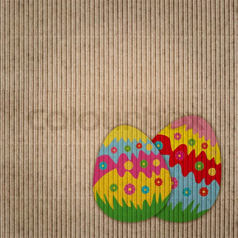 Recycled nature colored cardboard. paper texture. abstract background with easter eggs decoration, stock photo