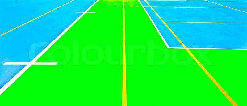 The Line on rubber floor of soccer field, stock photo