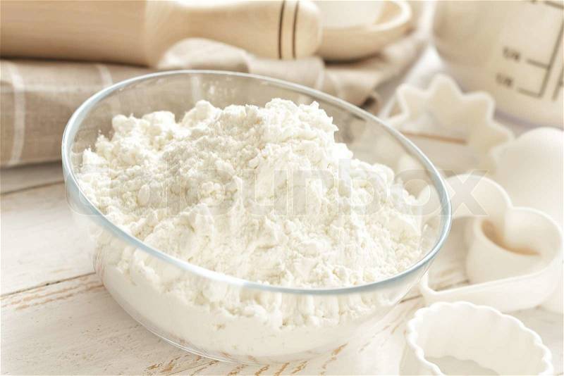 Flour, eggs and sugar, stock photo