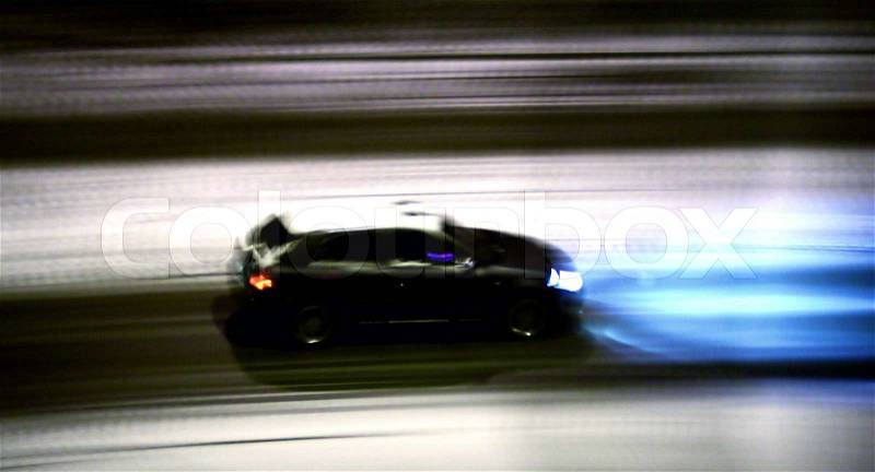 Running car - in night, stock photo