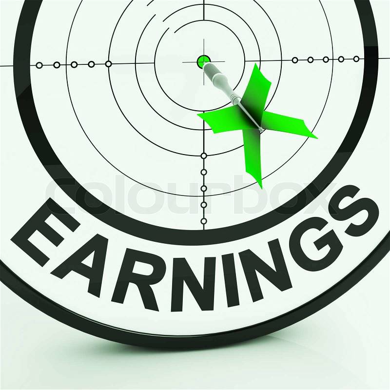 Earnings Showing Money From Employment Profit Dividends And Income, stock photo