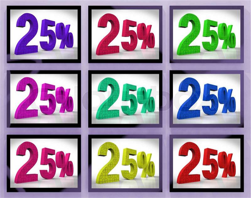 25% On Monitors Shows Special Offers And Reductions , stock photo