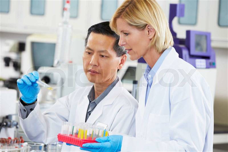 Male And Female Scientists Working In Laboratory, stock photo