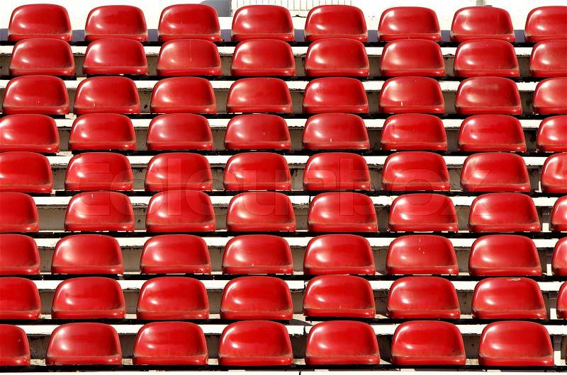 Amphitheater stadium red stadium seats, stock photo