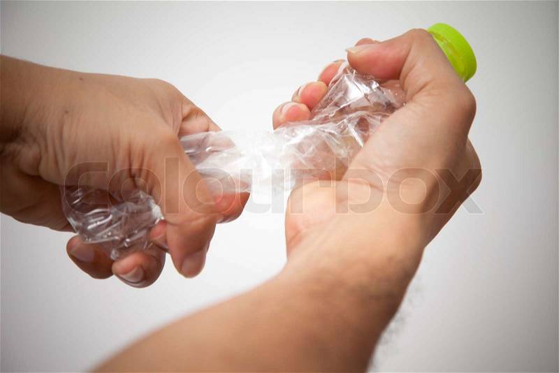 Recycle bottle for reduce global warming crysis 2, stock photo