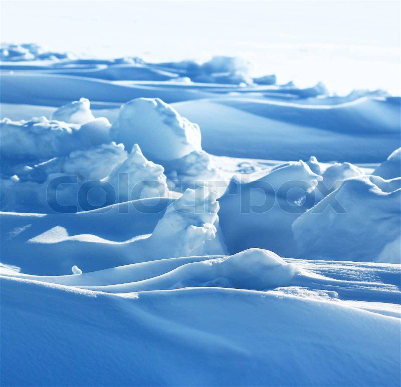 Pure snow formation cold arctic winter weather conditions, stock photo