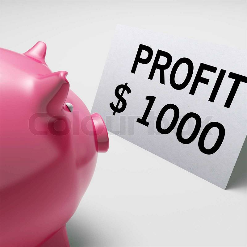 Profit Dollars Showing Revenue Earnings Piggy Savings, stock photo