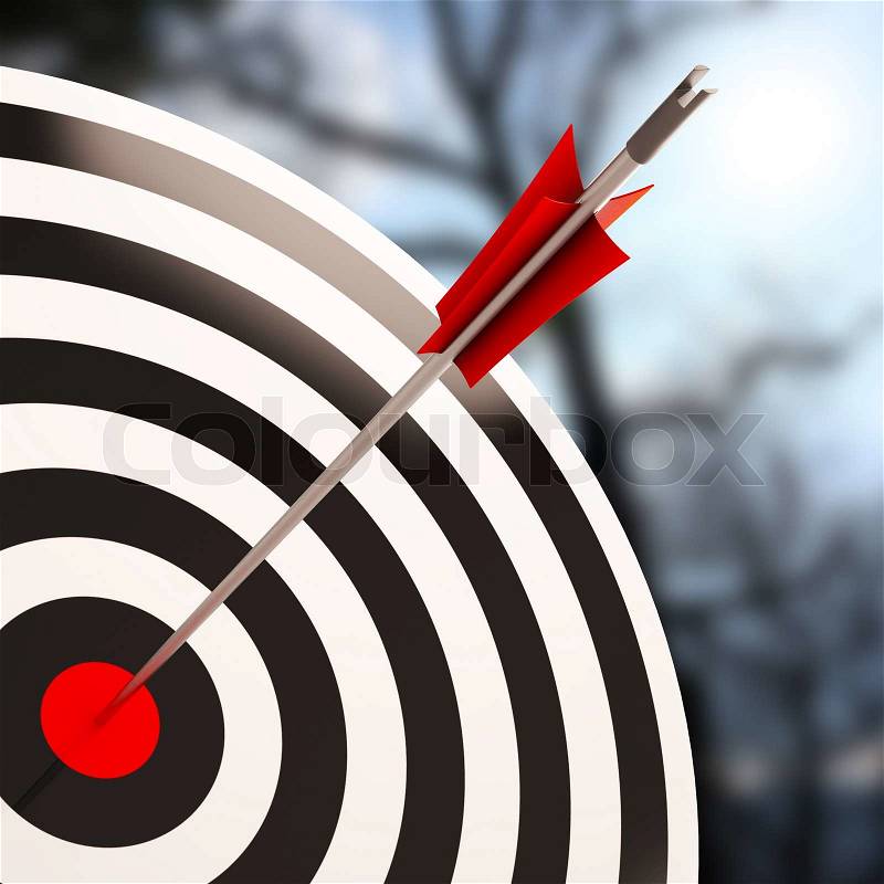 Bulls eye Shot Showing Excellence And Skill And Success, stock photo