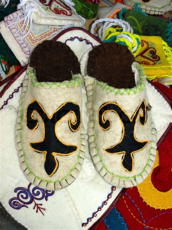 Kazakh slippers, stock photo