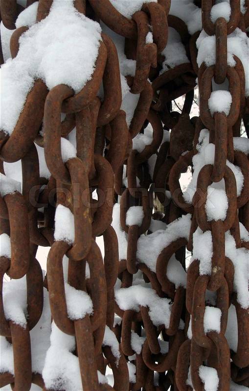 Chains and snow, stock photo