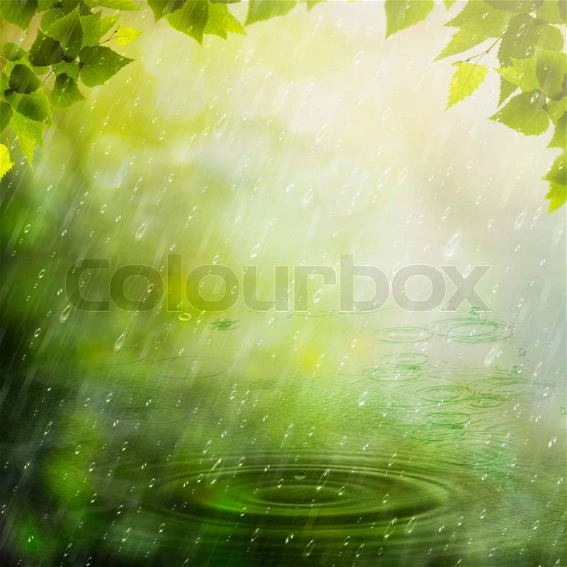 Summer rain Abstract natural backgrounds, stock photo