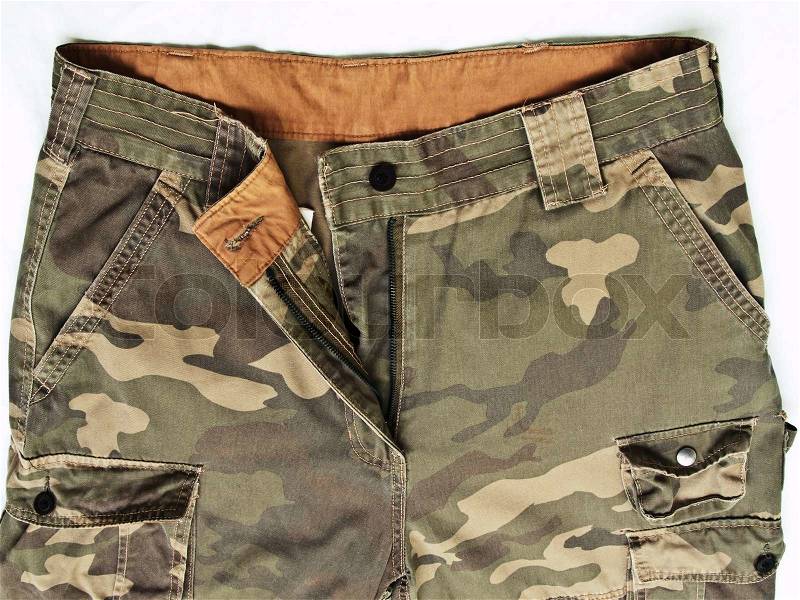 Camouflage pants with its pockets, stock photo