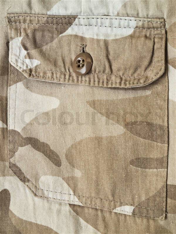 Pocket on a camouflage pants, stock photo