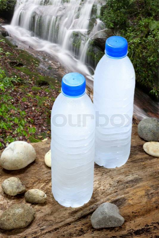 Cold drinking water in drought forest, stock photo