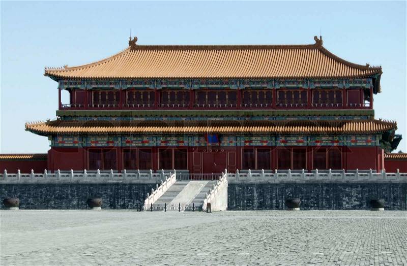 Scenery inside the Forbidden City in Beijing China. The Forbidden City was the imperial palace from the Ming Dynasty to the end of the Qing Dynasty, stock photo