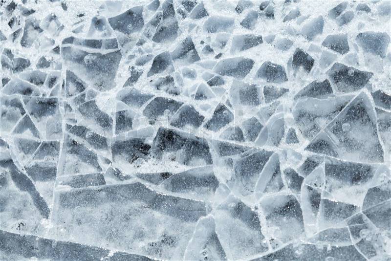 Detailed background texture of broken ice surface, stock photo