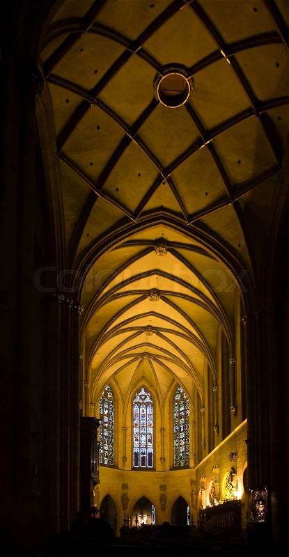 Inside cathedral in Colmar, stock photo