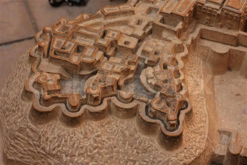 Physical model of jaisalmer fort rajasthan india - made from stone, stock photo