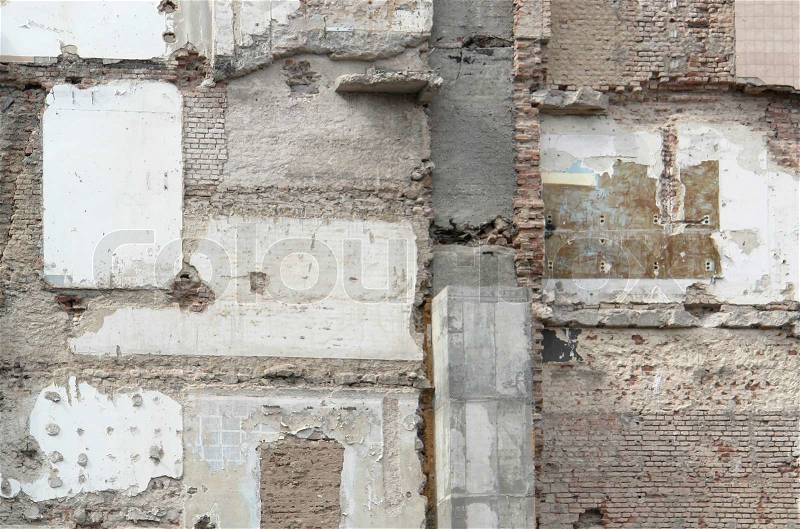 Full frame demolition wall detail, stock photo