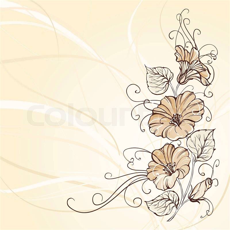 Bindweed on a sepia background with empty space. Illustration, stock photo