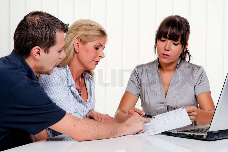 Husband and wife in a counseling session, stock photo