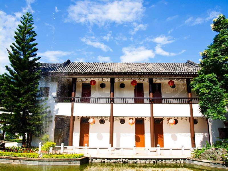 Class rooms in the Sirindhon Chinese cultural center, Mae Fah Luang University, Chiang Rai, Thailand, stock photo