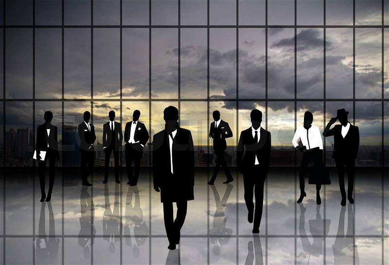 Silhouettes,Business people with the exchange, stock photo