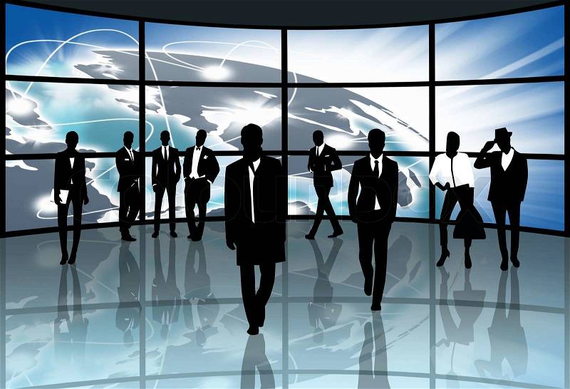 Silhouettes,Business people with the exchange, stock photo