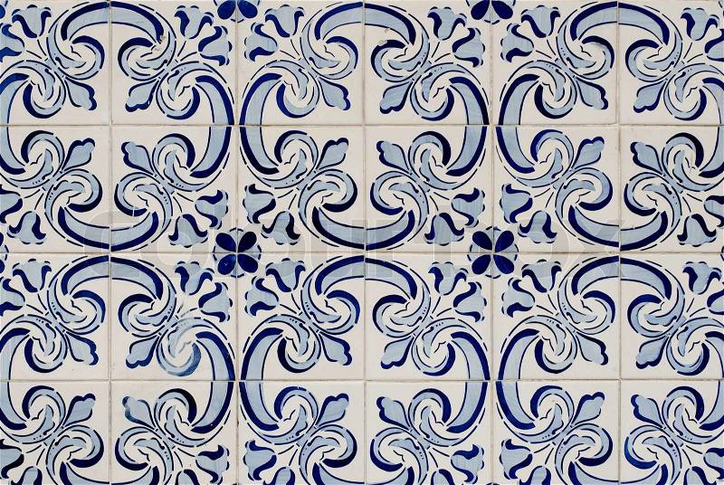 Traditional Portuguese glazed tiles, stock photo