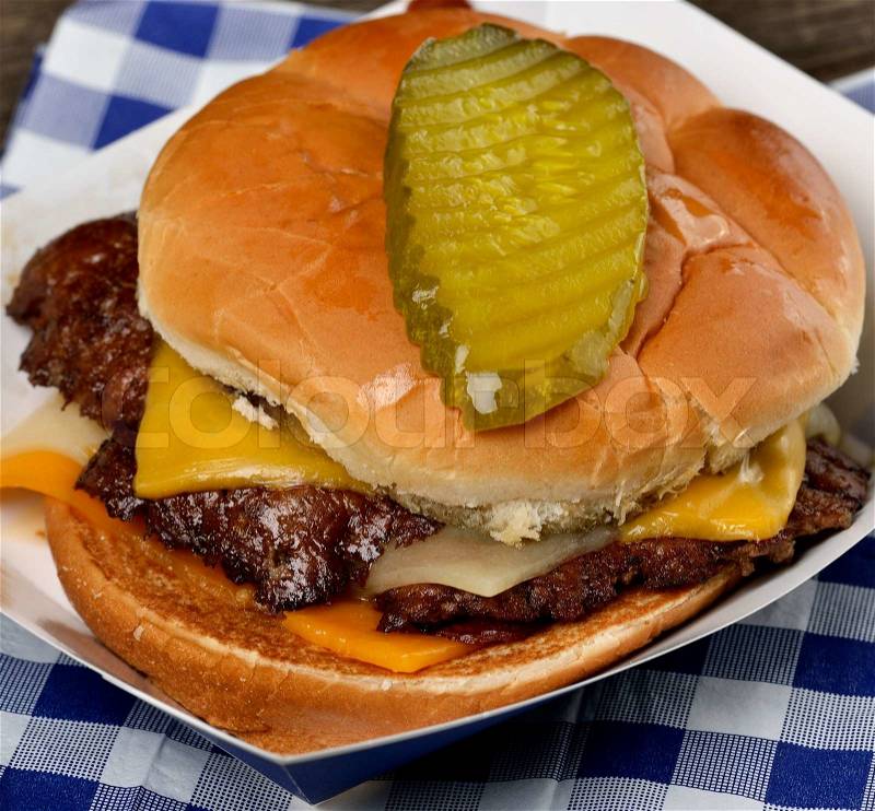 Juicy Bacon Cheeseburger ,Close Up, stock photo