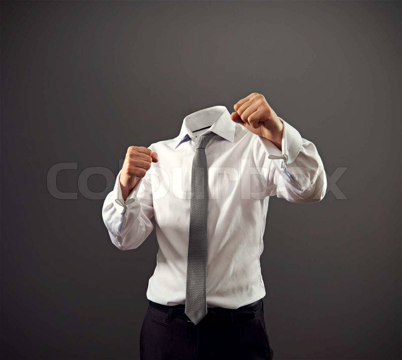 Invisible businessman stooding in a fighting stance. concept photo, stock photo