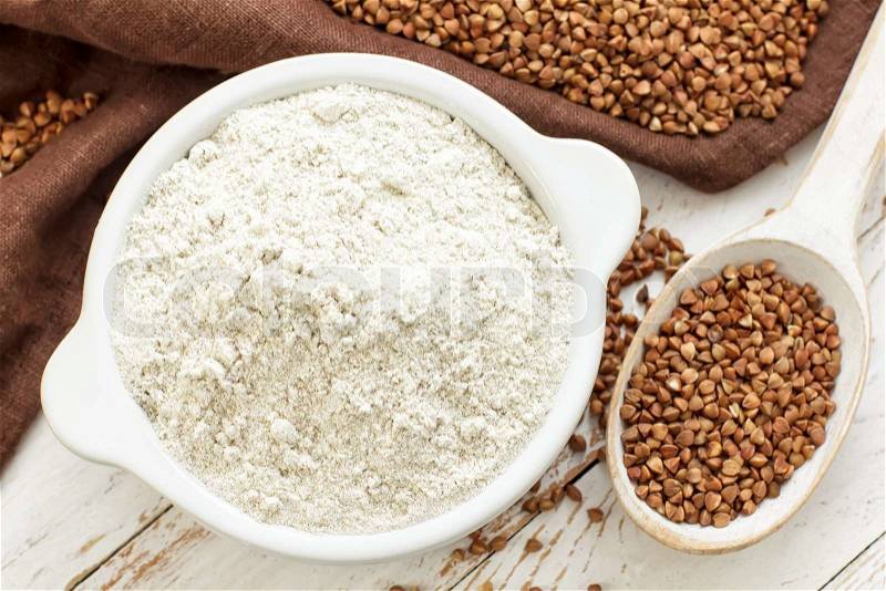 Buckwheat flour, stock photo