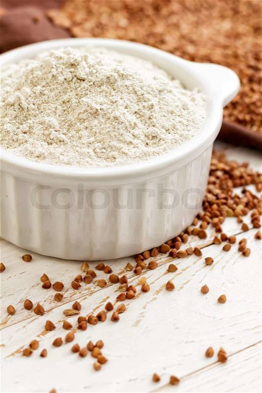 Buckwheat flour, stock photo