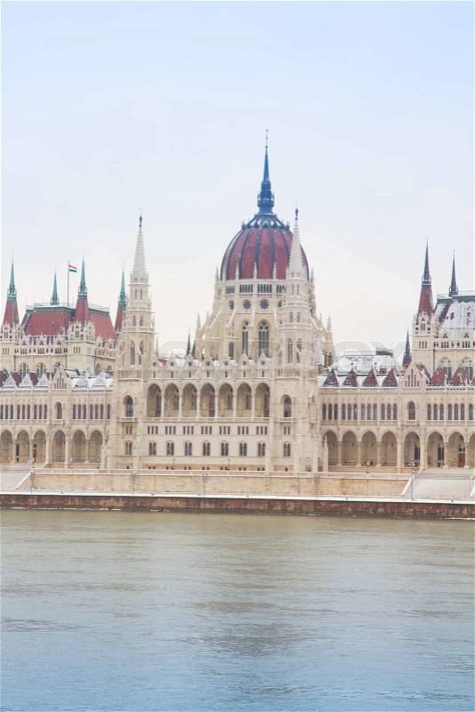 Facade of parliament, Hungary, stock photo