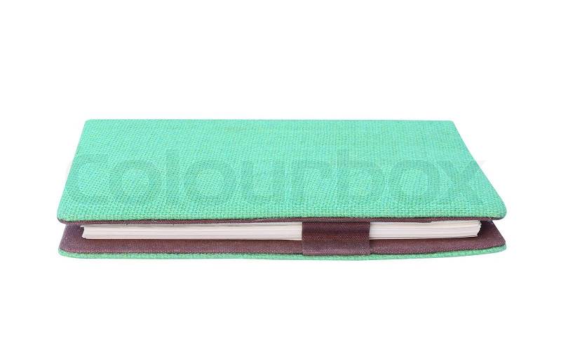 Blank green book isolated, stock photo