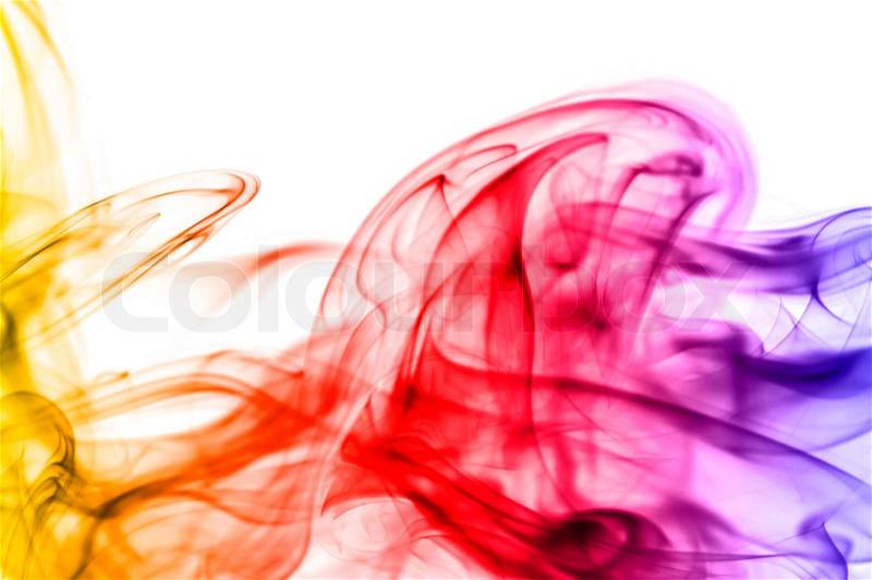 Colored smoke isolated on white background, stock photo