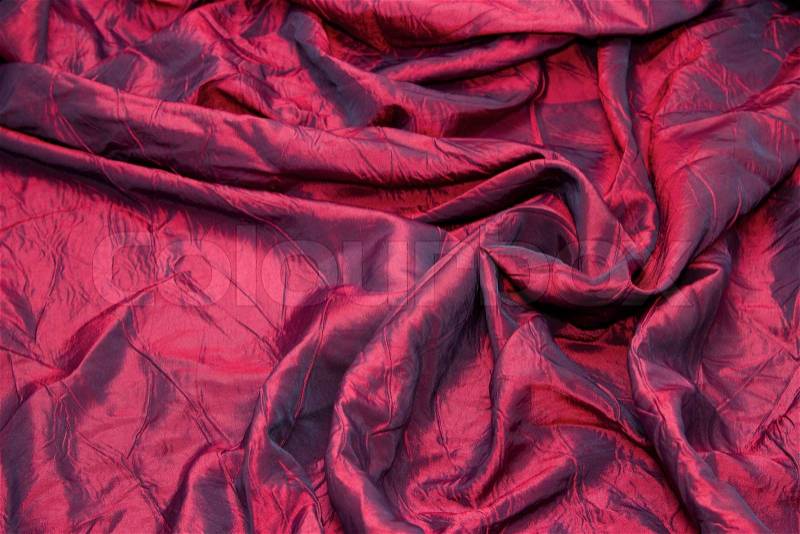 Close up of red silk textured cloth, stock photo