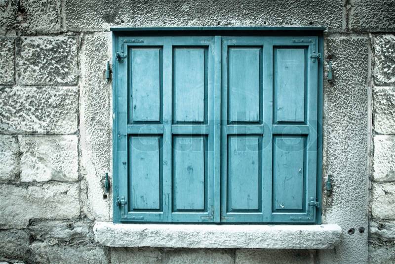 Wooden window shutters Closed old shuttered, stock photo