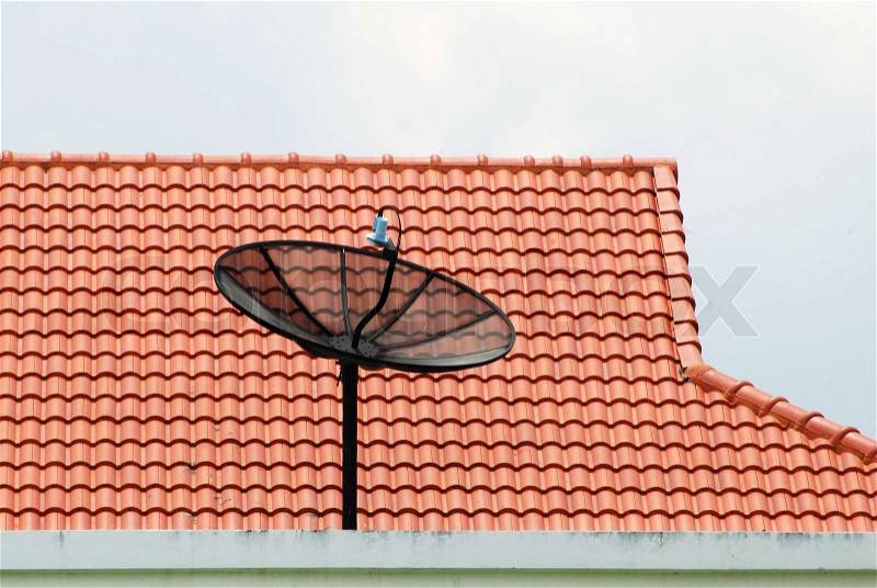 Satellite on the roof in Thailand, stock photo