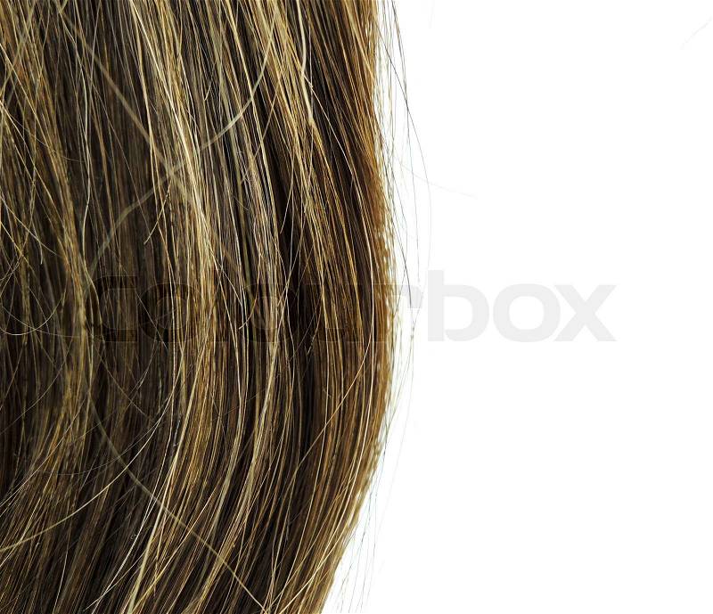 Brown woman hair texture with sample text, stock photo