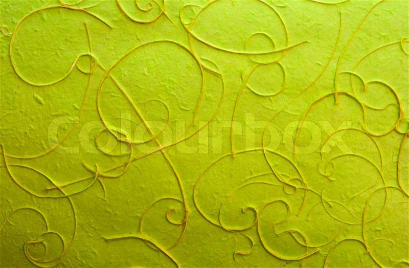 Green light mulberry paper with line wood pulp background, stock photo