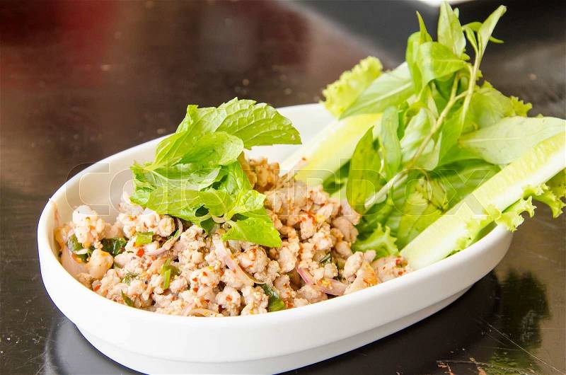 Thai food, Larb moo,Pork Cooked thai Style, stock photo