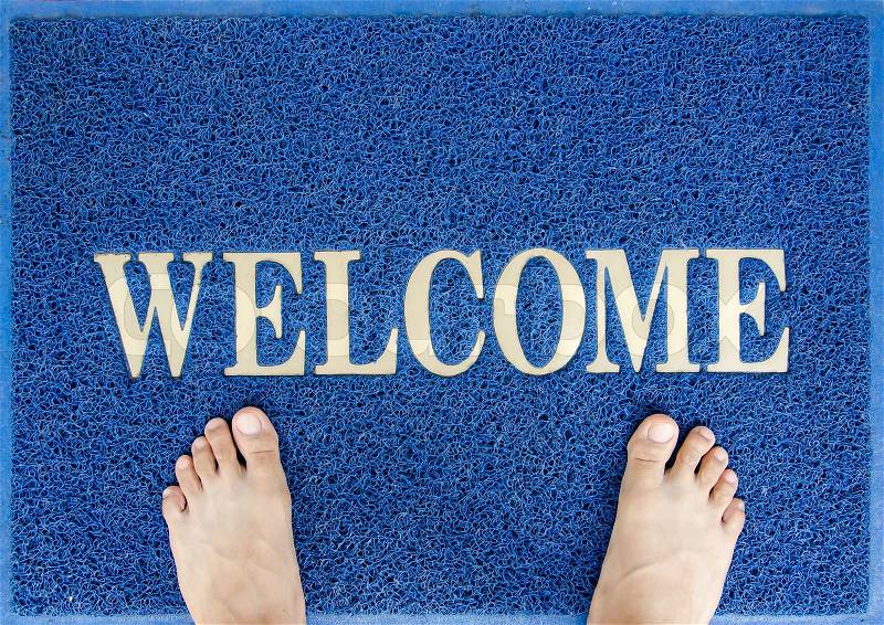Welcome doormat, stock photo