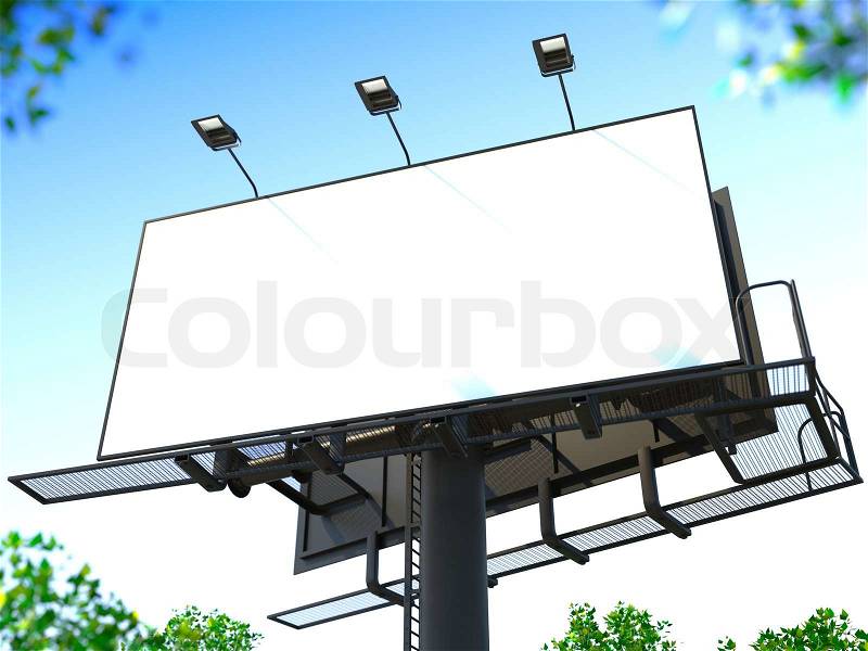 Blank Billboard on Blue Sky for Your Advertisement, stock photo