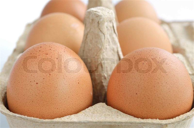 Eggs in a carton box, stock photo
