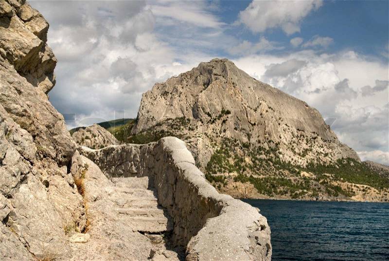 Stairs in the rock in crimea, stock photo